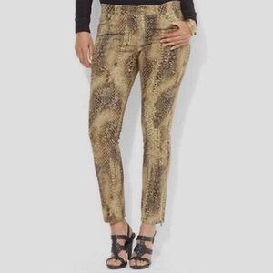 Plus Size Lauren Ralph Lauren Women’s Tan Snake Print Pants with Ankle Zipper